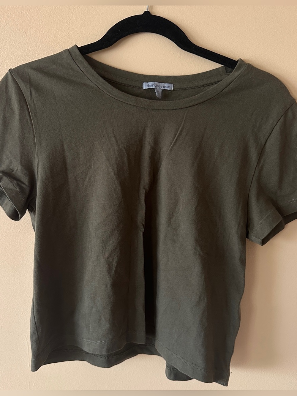 Khaki Green Charlotte Russe Soft Tee – Size M | Minimalist Basic Top